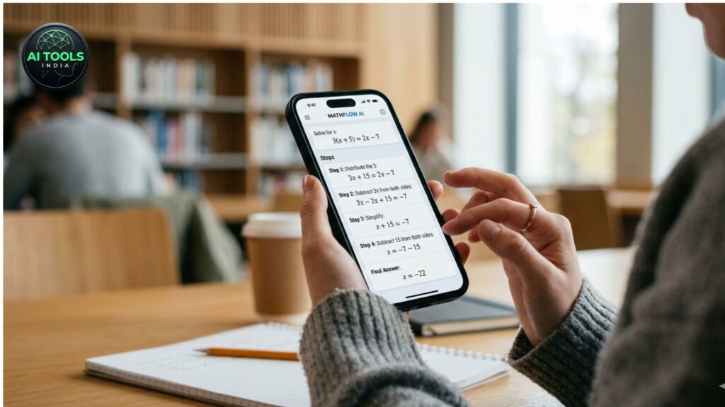 free AI math solver app showing step by step solution for algebra equation