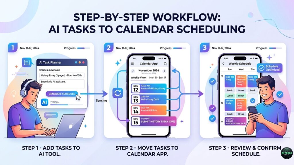 Step by step AI study schedule setup for college students