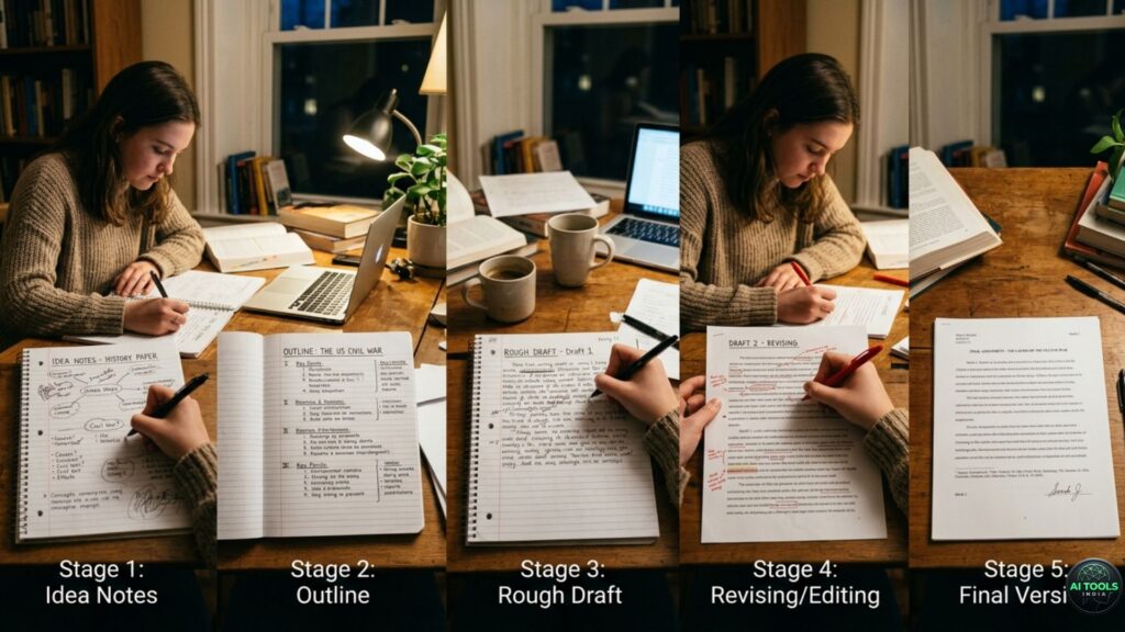 student setting up ai tools for homework writing