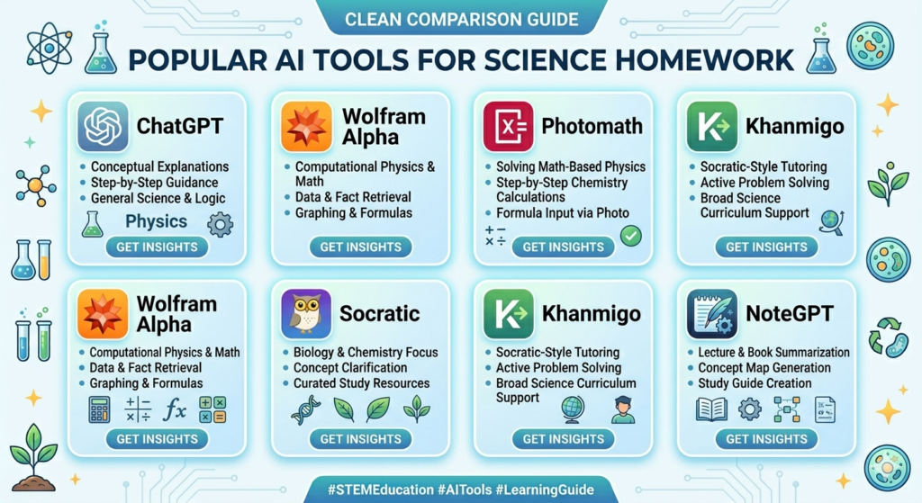 best AI tools for solving science homework problems