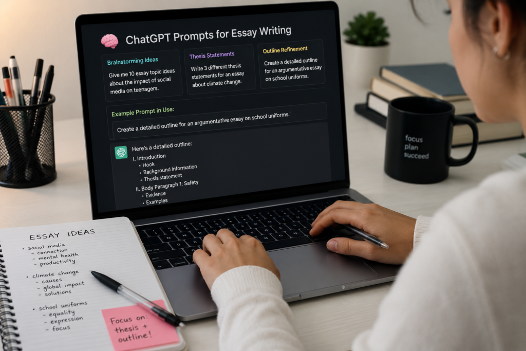 ChatGPT prompts for essay brainstorming and outlines