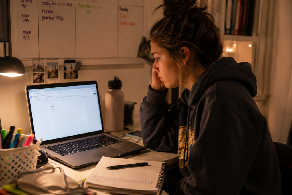 student struggling to start English essay assignment