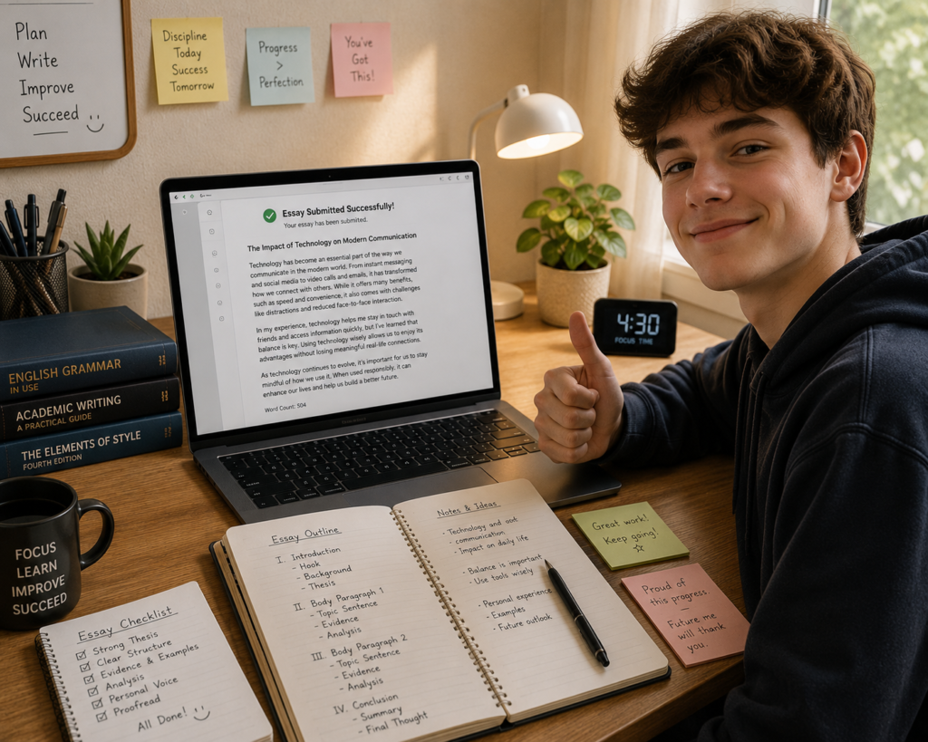 student improving English writing using AI tools