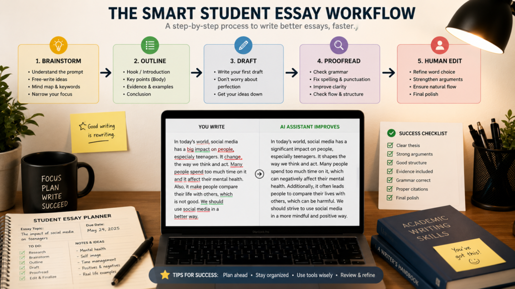 student essay proofreading workflow using AI tools