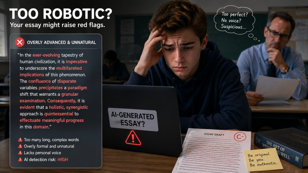before and after AI essay proofreading example for students
