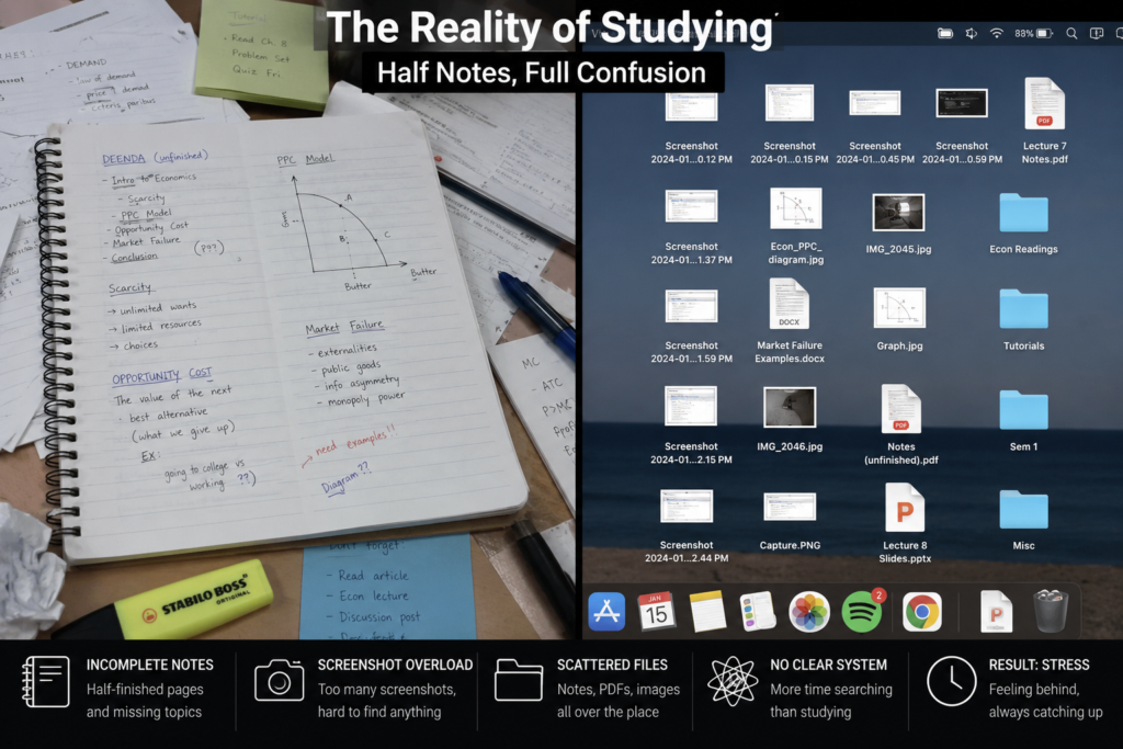 ai organizing messy class notes into study materials