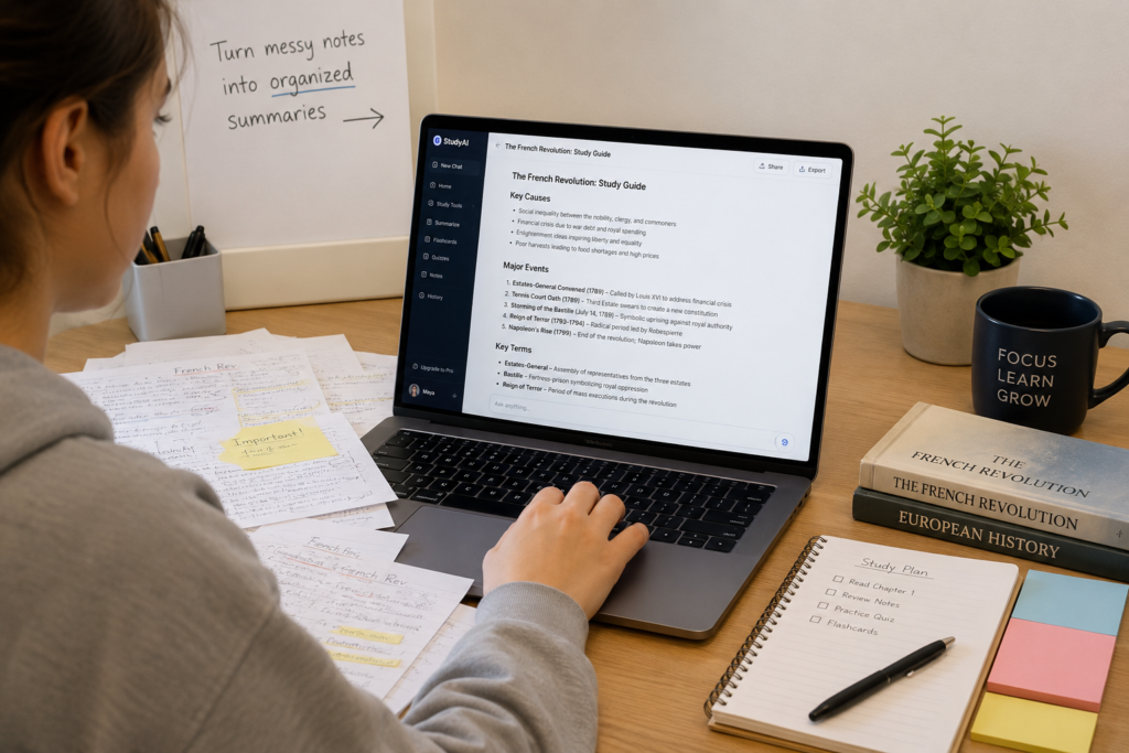 different types of messy class notes students create