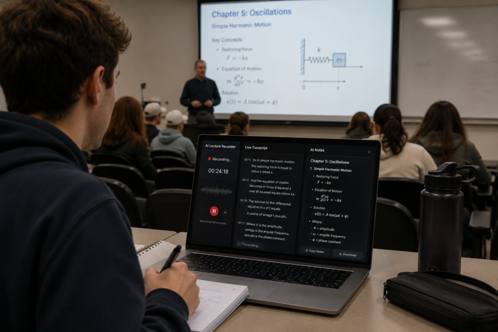 student recording lectures and generating AI notes