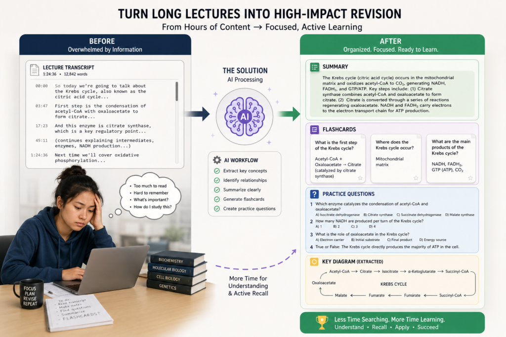 student converting lecture notes into revision materials with AI