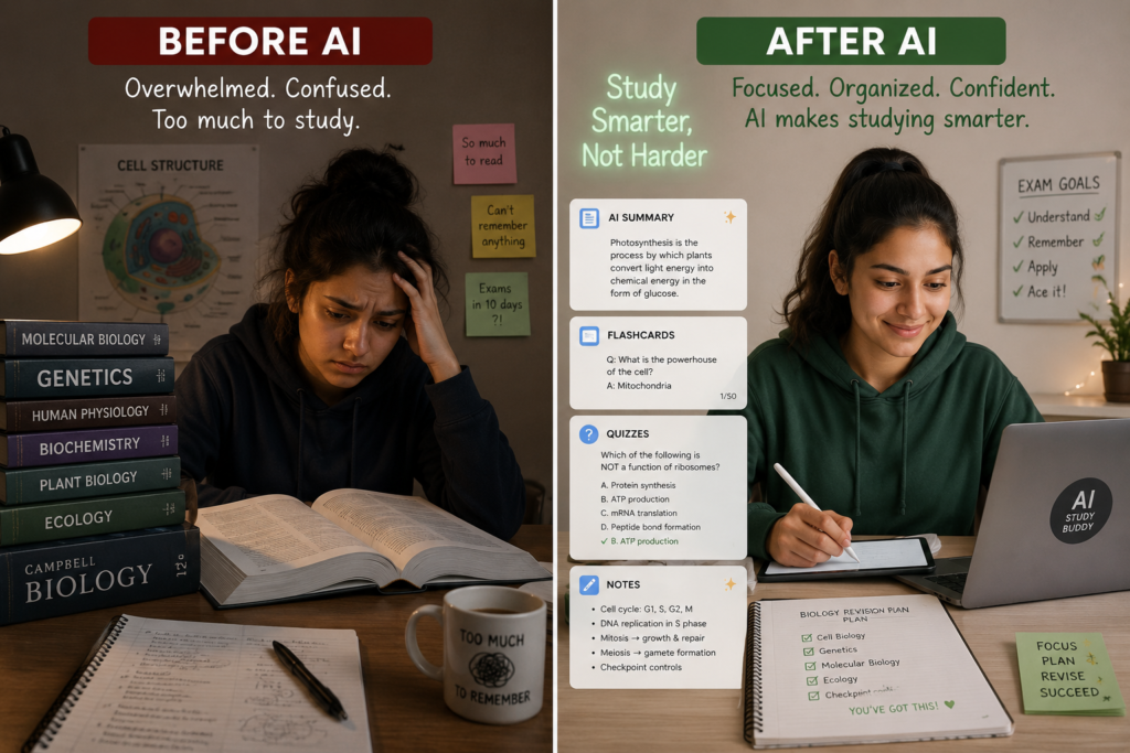 student using AI study tools to improve memory before exams