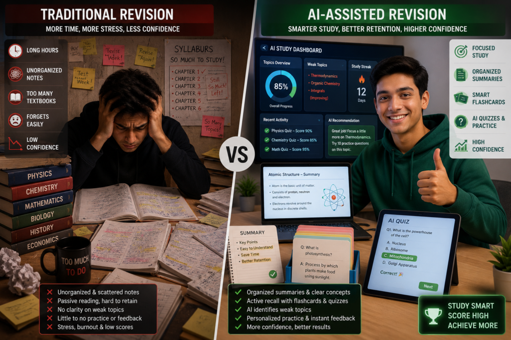 AI assisted revision compared with traditional study methods