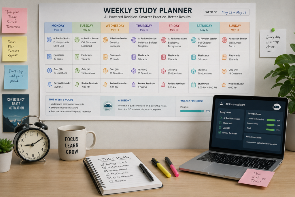weekly AI revision routine for students preparing for exams