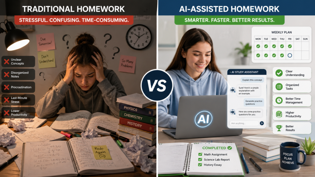 traditional homework vs AI homework workflow