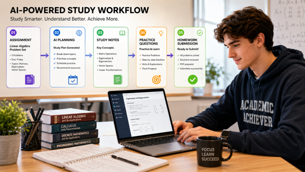 student using AI homework workflow
