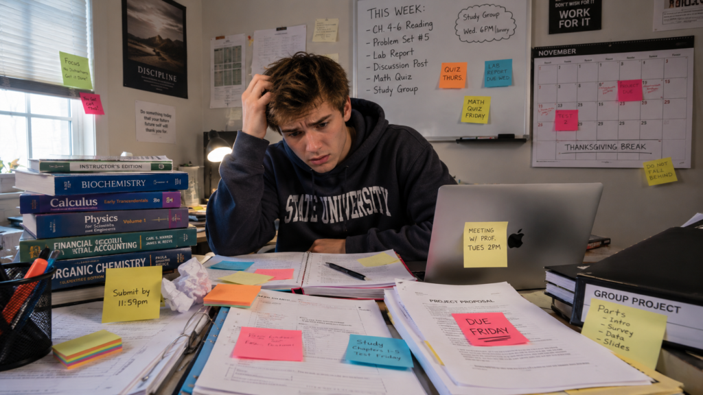 student overwhelmed by too many assignments