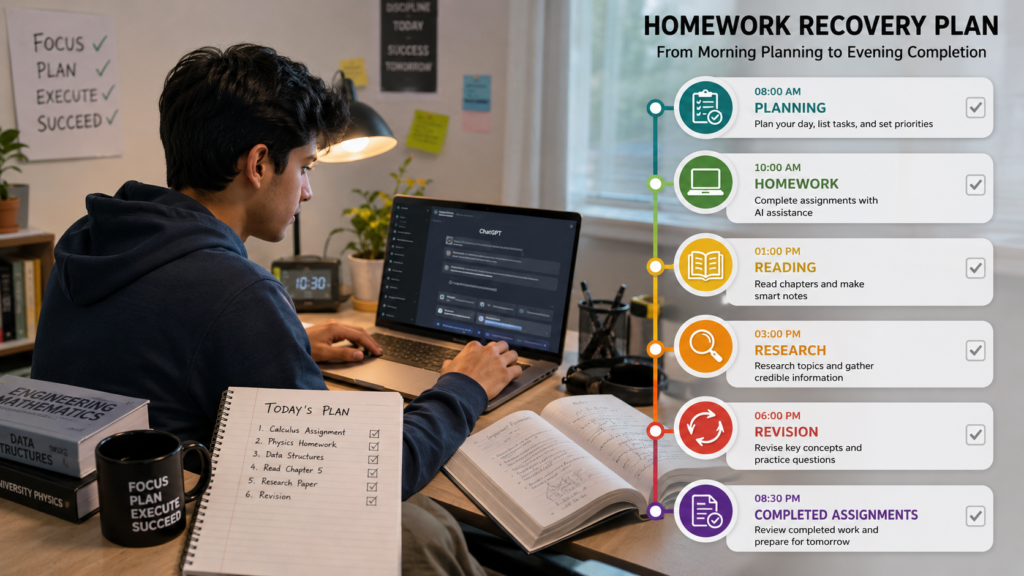 student using AI homework recovery plan