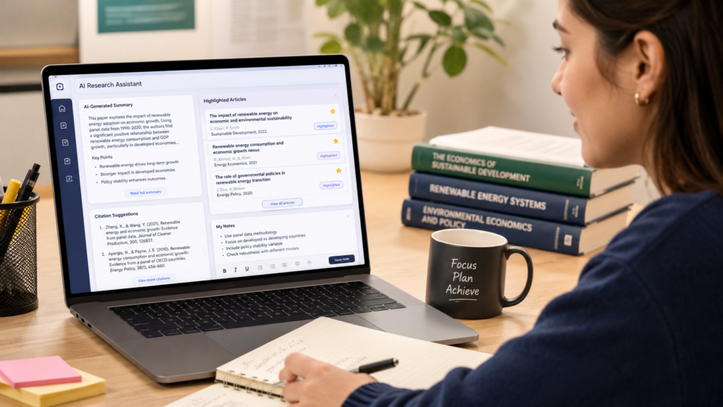 AI summarizing research papers for students