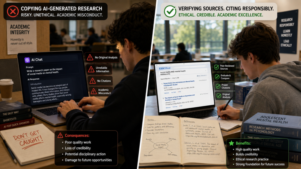 mistakes students make while using AI for academic research