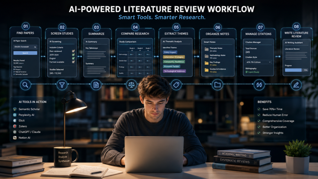AI workflow for completing literature reviews faster