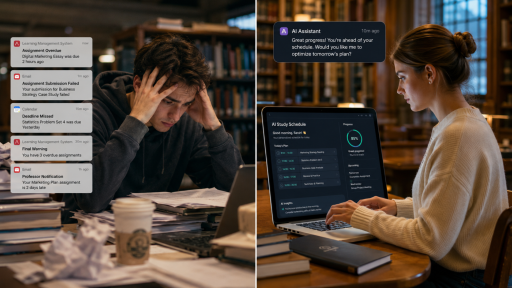 student managing college deadlines with AI planner