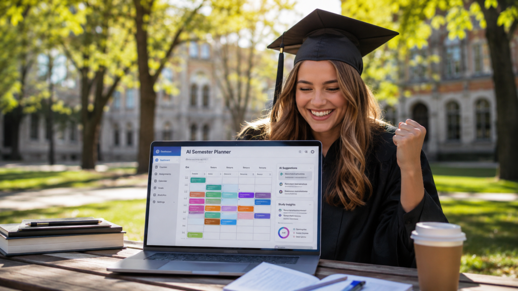 successful student using AI study planner throughout college