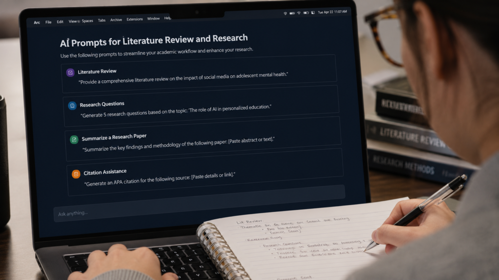 AI prompts helping students with academic research