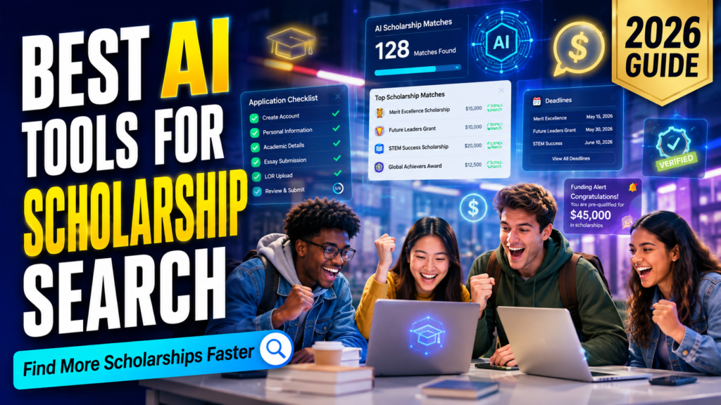 AI Tools for Scholarship Search for Students helping college students discover scholarships using artificial intelligence