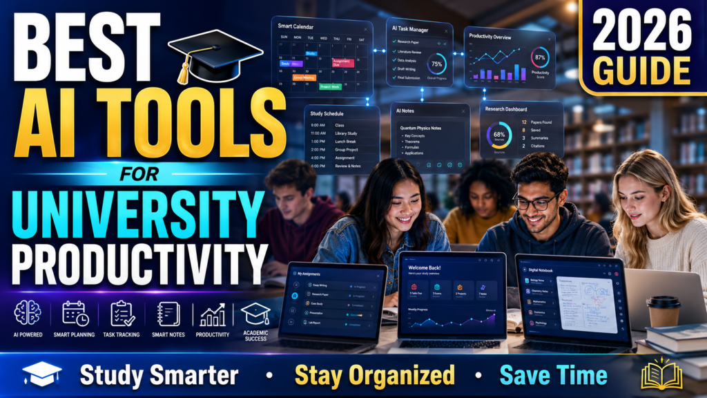 AI Tools for University Productivity helping college and university students manage assignments improve time management and stay organized