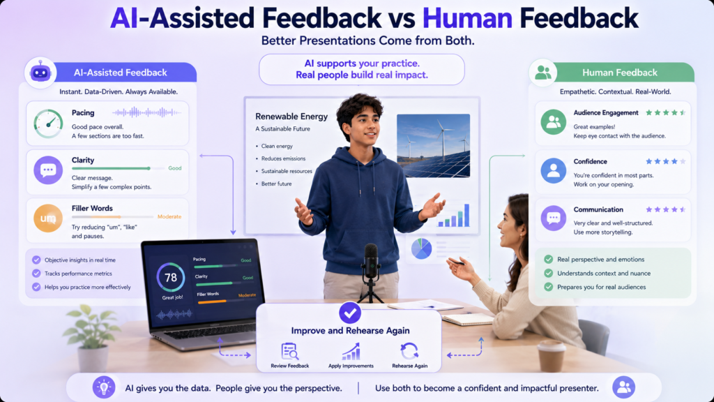 AI and human feedback for student presentation practice