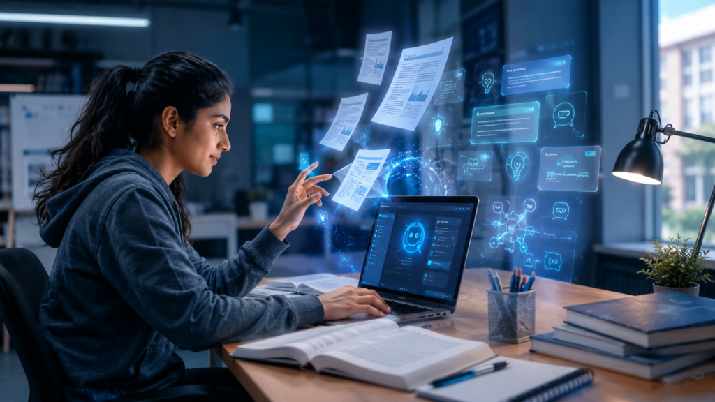 AI reading a PDF and generating summaries for students