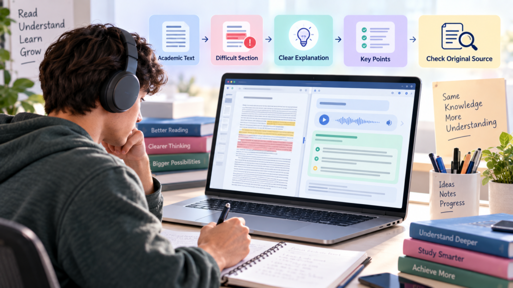 AI-assisted reading workflow for understanding difficult academic text